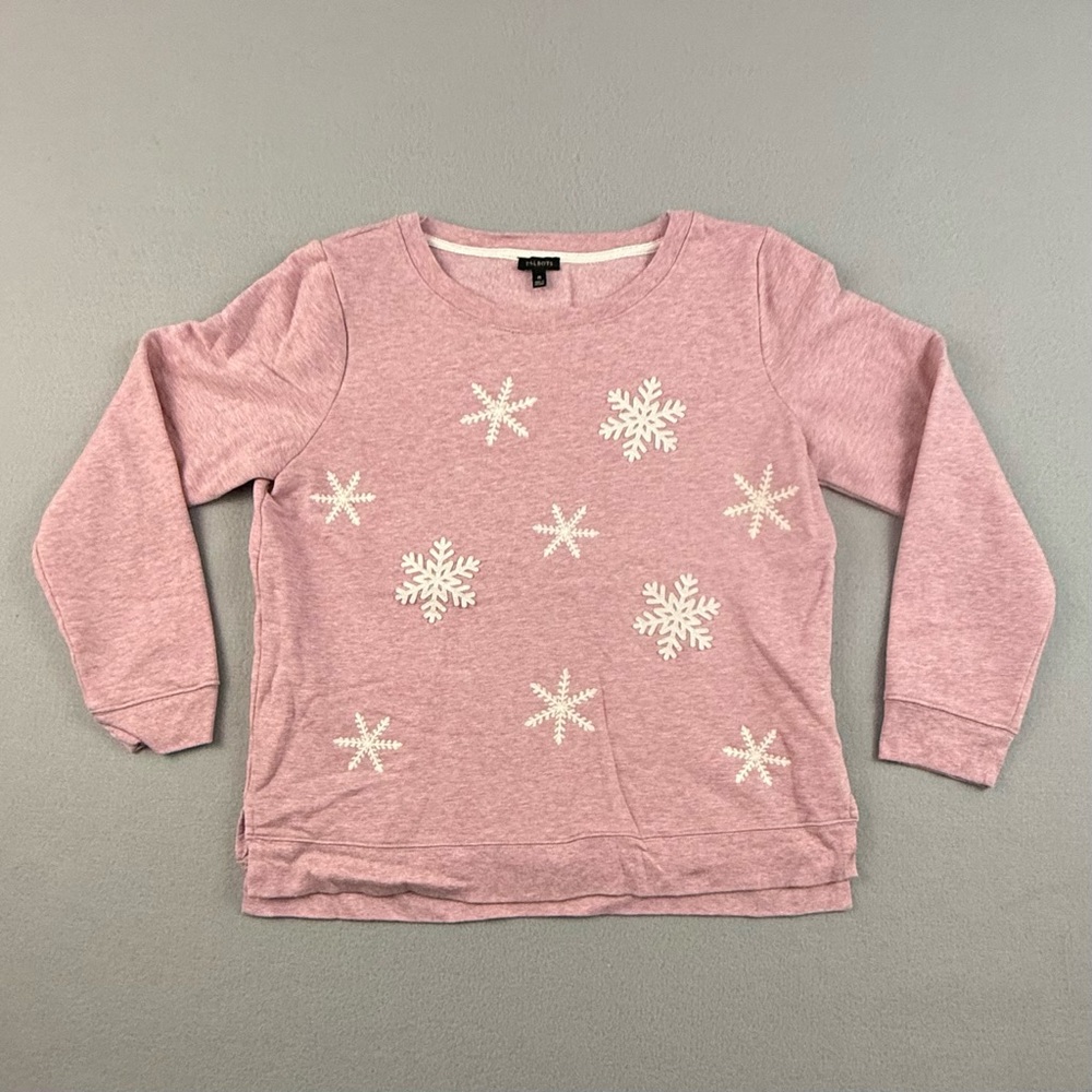 Talbots Sweater Women’s Medium Holiday Snowflake Crewneck Long Sleeve Top Winter